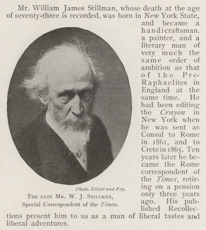 The late Mr W J Stillman, Special Correspondent of the Times by English Photographer