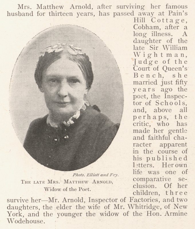 The Late Mrs Matthew Arnold, Widow of the Poet by English Photographer