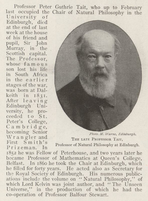 The late Professor Tait, Professor of Natural Philosophy at Edinburgh by English Photographer