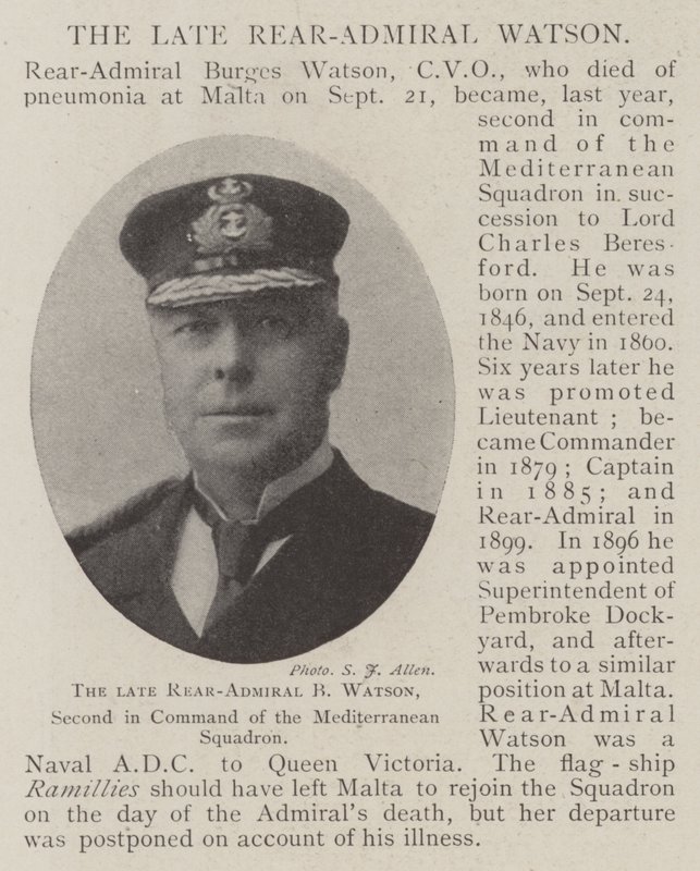 The late Rear-Admiral B Watson, Second in Command of the Mediterranean Squadron by English Photographer