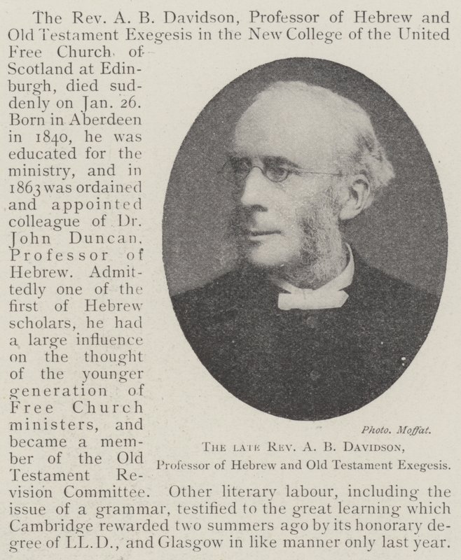 The late Reverend A B Davidson, Professor of Hebrew and Old Testament Exegesis by English Photographer