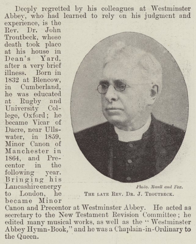 The late Reverend Dr J Troutbeck by English Photographer