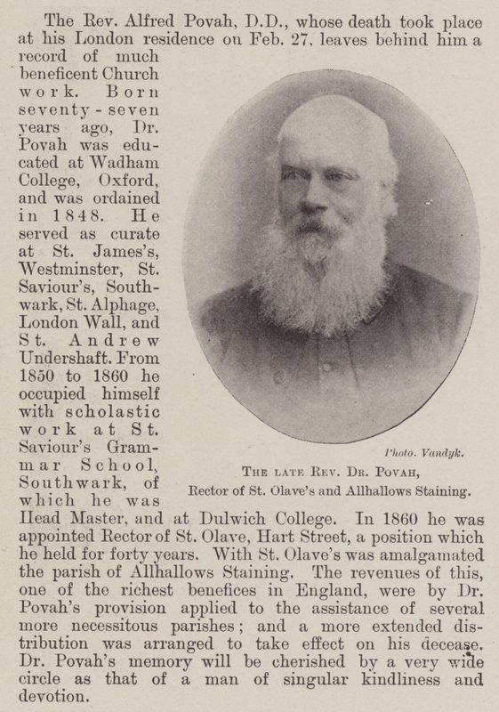 The Late Reverend Dr Povah, Rector of St Olaves and Allhallows Staining by English Photographer