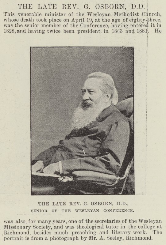 The Late Reverend G Osborn, DD, Senior of the Wesleyan Conference by English Photographer