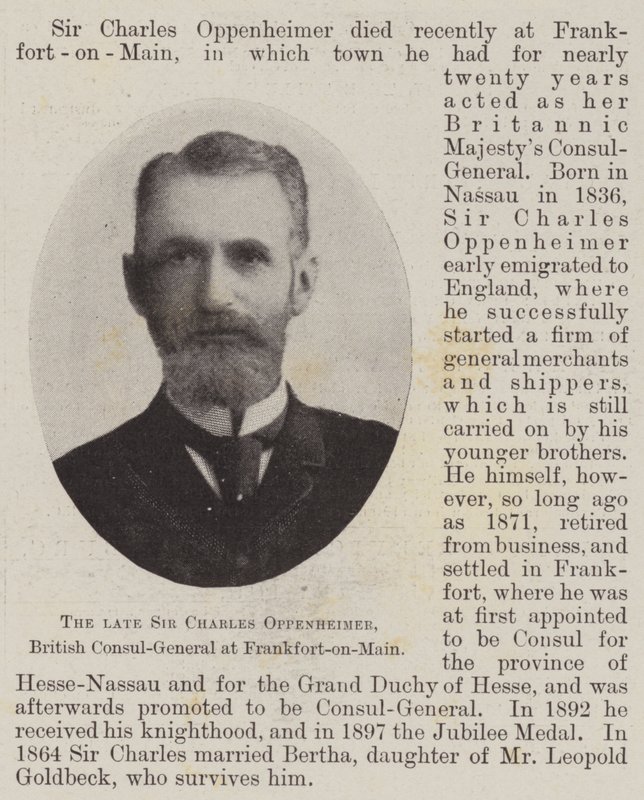 The Late Sir Charles Oppenheimer, British Consul-General at Frankfort-on-Main by English Photographer