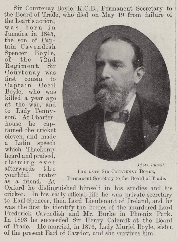 The late Sir Courtenay Boyle, Permanent Secretary to the Board of Trade by English Photographer