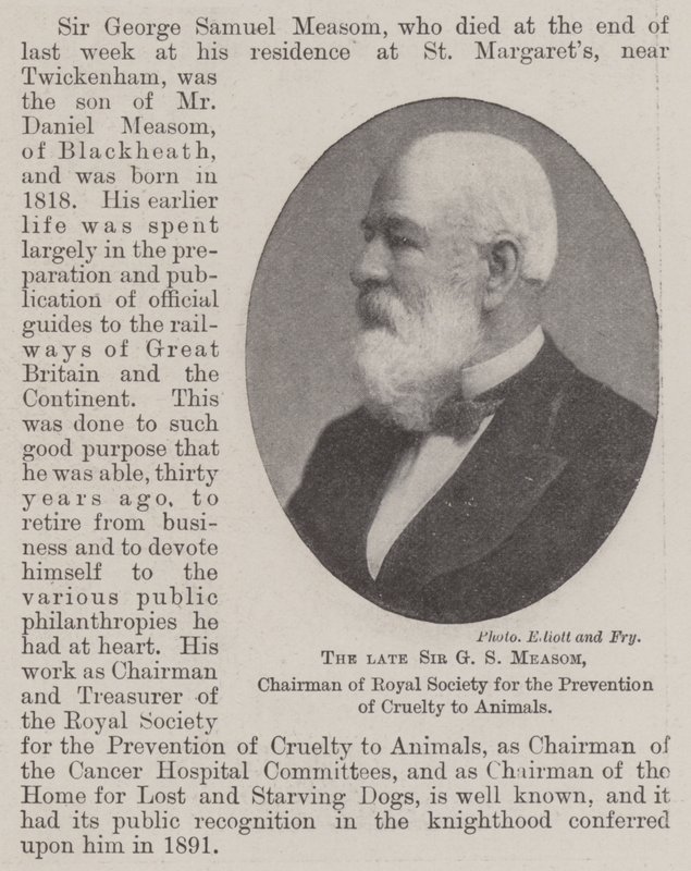 The Late Sir G S Measom, Chairman of Royal Society for the Prevention of Cruelty to Animals by English Photographer