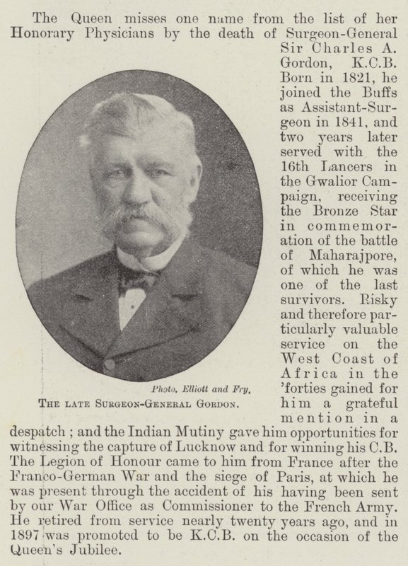The late Surgeon-General Gordon by English Photographer