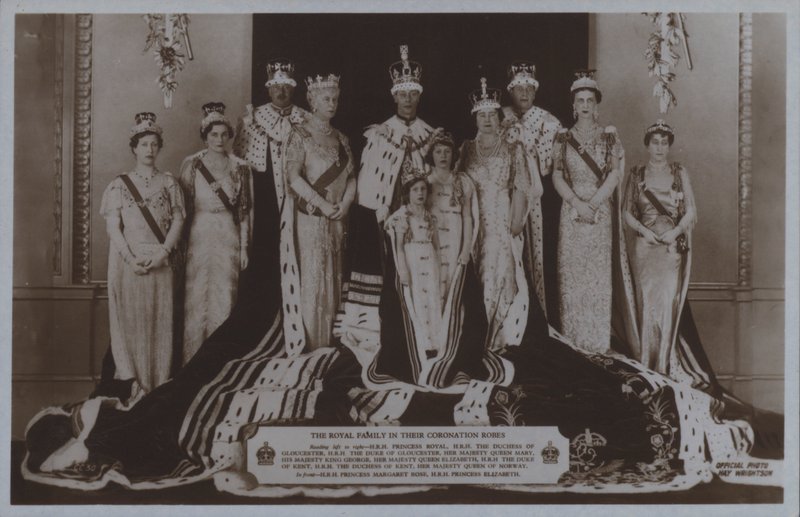 The royal family in their coronation robes by English Photographer