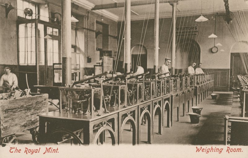 The weighing room of the Royal Mint, London by English Photographer