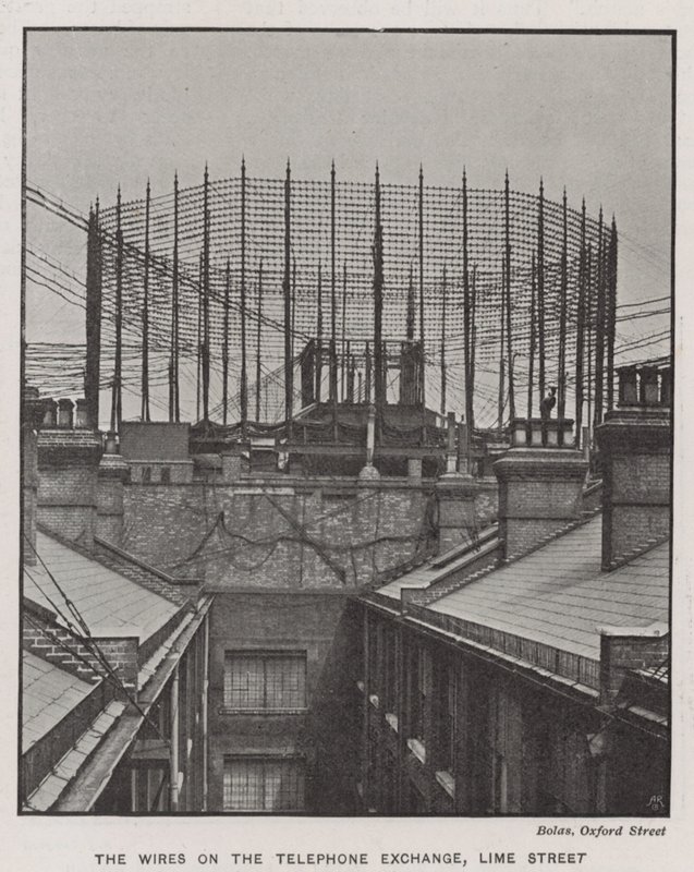 The wires of the telephone exchange, Lime Street by English Photographer