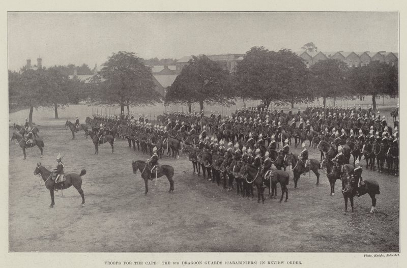 Troops for the Cape, the 6th Dragoon Guards (Carabiniers) in Review Order by English Photographer