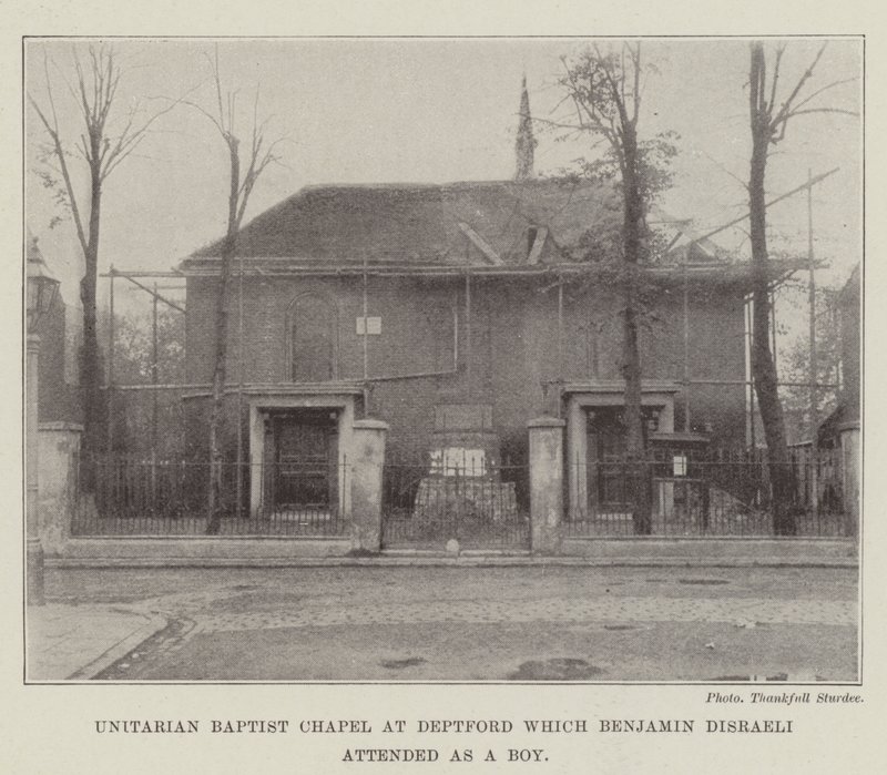 Unitarian Baptist Chapel at Deptford which Benjamin Disraeli attended as a Boy by English Photographer