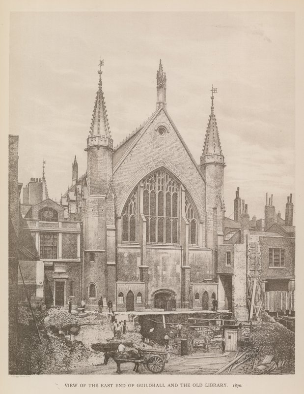 View of the East End of Guildhall, London, and the Old Library, 1870 by English Photographer