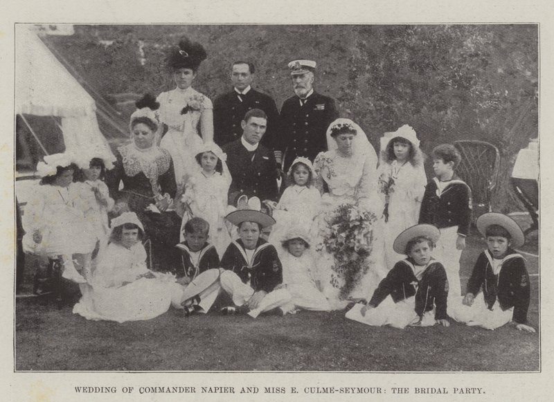 Wedding of Commander Napier and Miss E Culme-Seymour, the Bridal Party by English Photographer