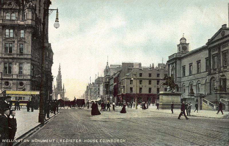 Wellington Memorial and Register House, Edinburgh by English Photographer