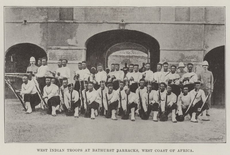 West Indian Troops at Bathurst Barracks, West Coast of Africa by English Photographer