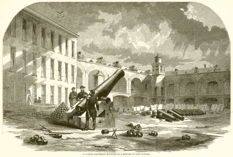 A 10-Inch Columbiad Mounted as a Mortar at Fort Sumter by English School