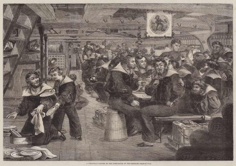 A Christmas Dinner in the Forecastle of the Pembroke Man-of-War by English School