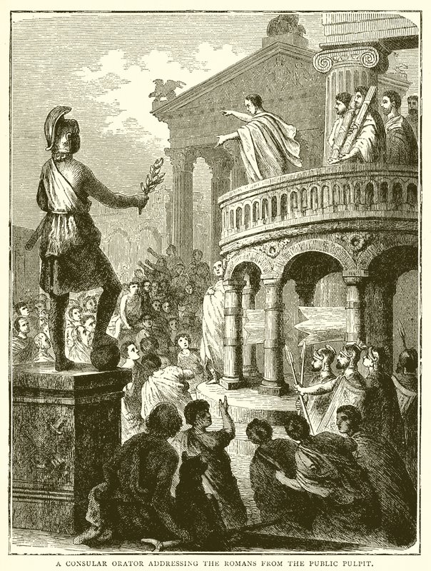 A Consular Orator Addressing the Romans from the Public Pulpit by English School