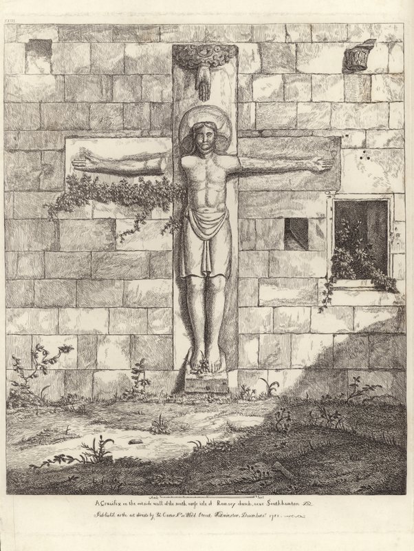 A Crucifix on the Outside Wall of the South Cross Aisle of Rumsey Church by English School
