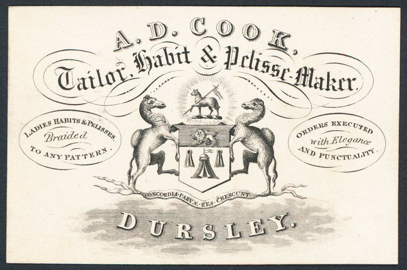 A D Cook, tailor, habit and pelisse maker by English School