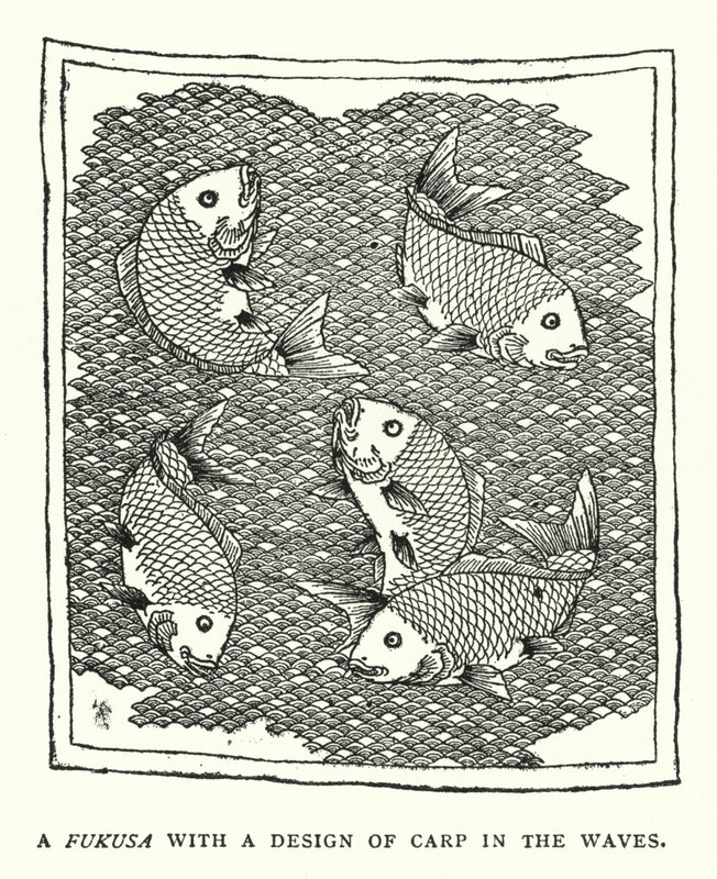 A Fukusa With a Design of Carp in the Waves by English School