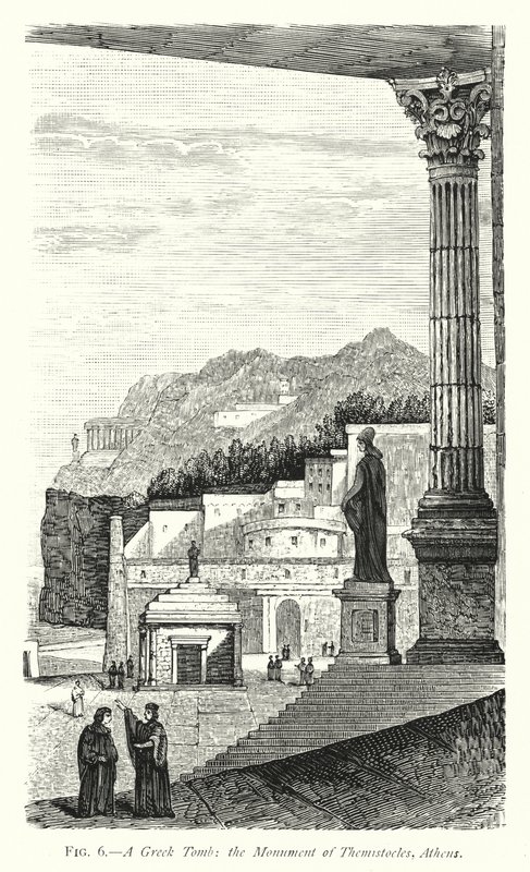 A Greek Tomb, the Monument of Themistocles, Athens by English School