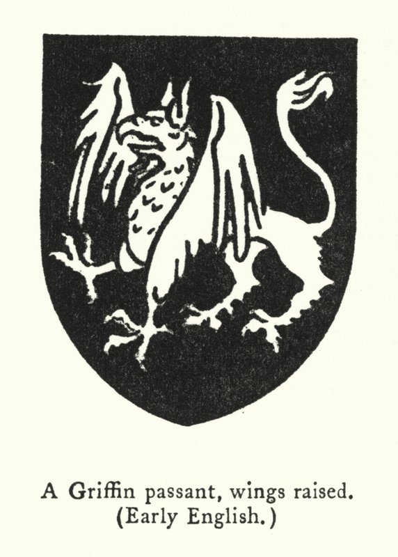 A Griffin passant, wings raised, Early English by English School