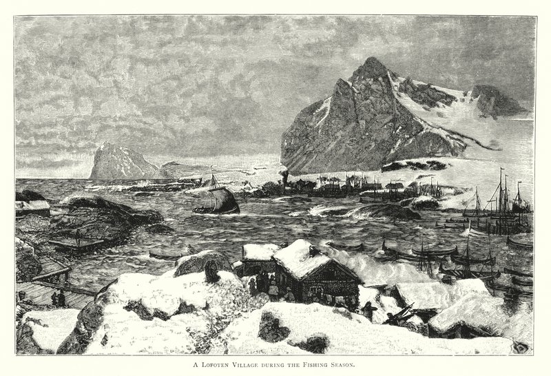 A Lofoten Village during the Fishing Season by English School