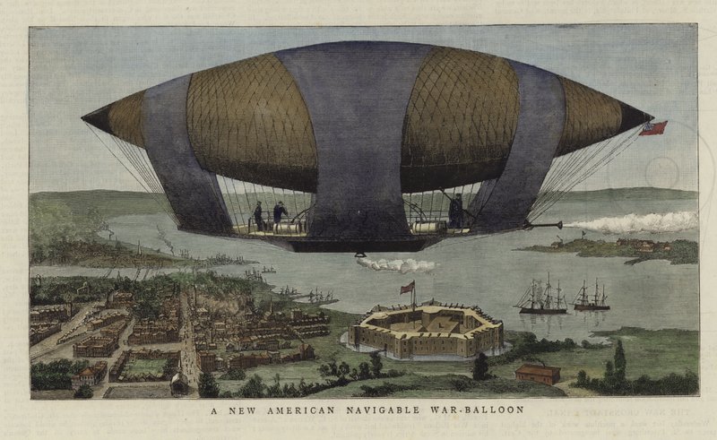 A New American Navigable War Balloon by English School