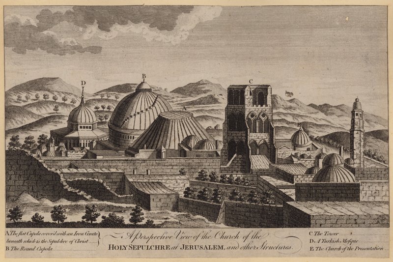 A Perspective View of the Church of the Holy Sepulchre at Jerusalem, and other Structures by English School