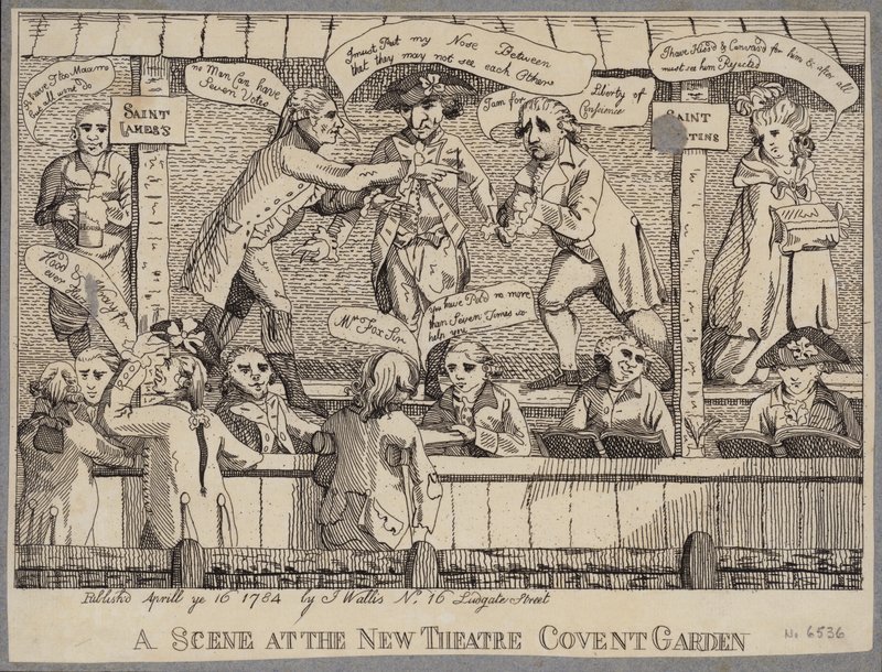 A Scene at the New Theatre, Covent Garden: Satire Depicting a Political Hustings in Covent Garden, London by English School