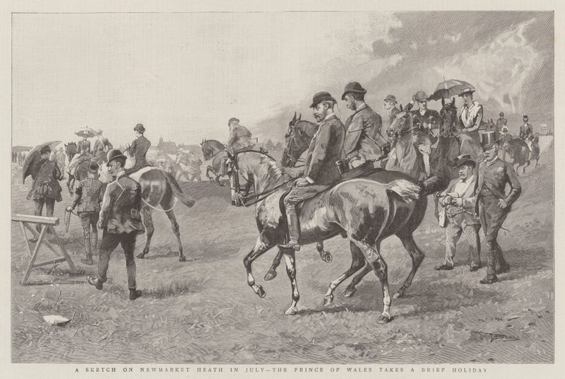 A Sketch on Newmarket Heath in July, the Prince of Wales takes a Brief Holiday by English School