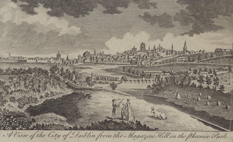 A View of the City of Dublin from the Magazine Hill in the Phoenix Park by English School