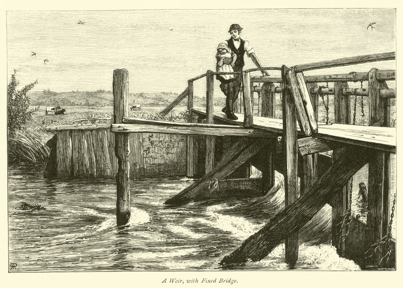A Weir, with Fixed Bridge by English School