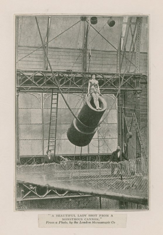 A Beautiful Lady Shot from a Monstrous Cannon by English School