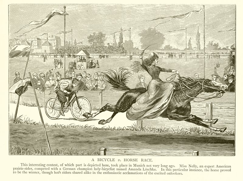 A Bicycle vs Horse Race by English School