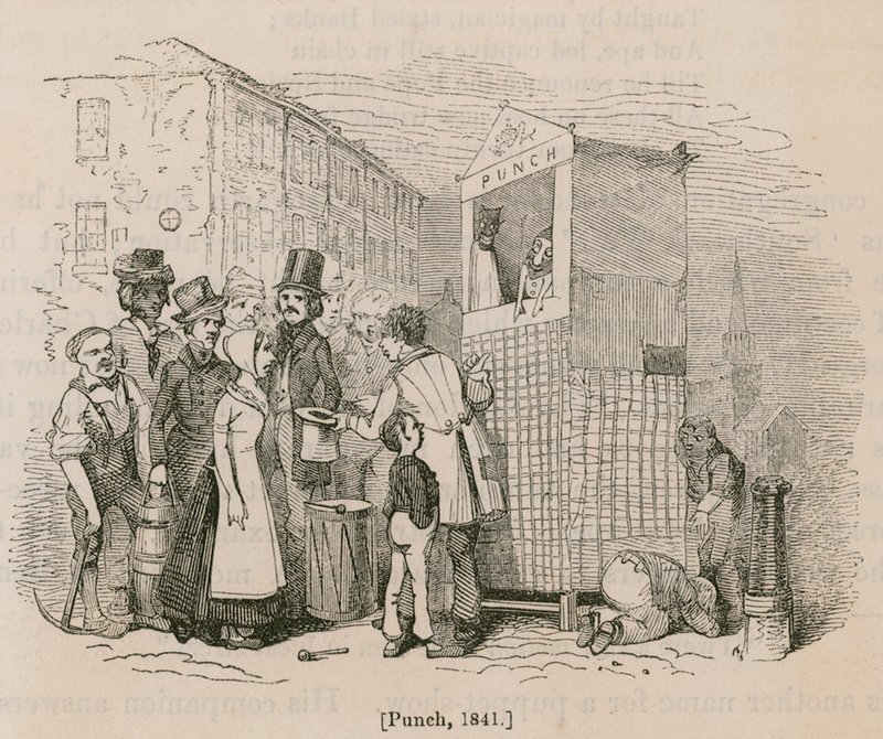 A Crowd Gather to Watch a Punch & Judy Show by English School
