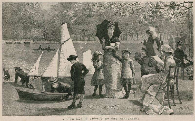 A Fine Day in Autumn by the Serpentine, Hyde Park, London by English School