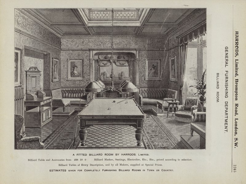 A fitted billiard room by Harrods by English School