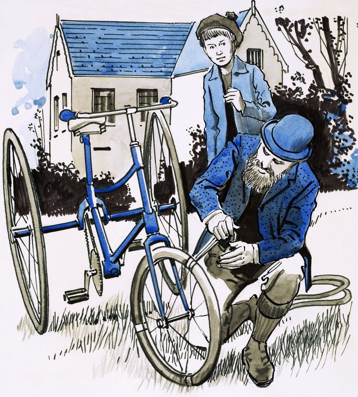 A garden hose provided John Dunlop with a smooth bicycle ride by English School
