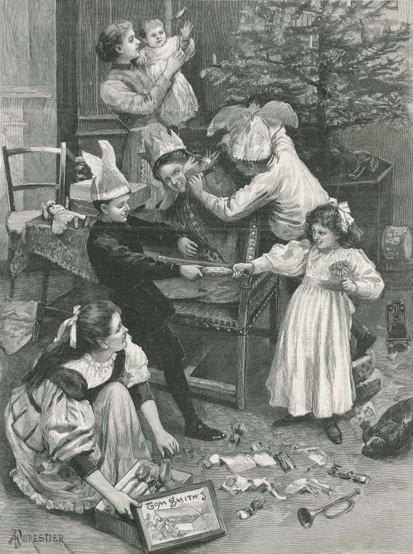 A Group of Children Playing at Christmas by English School
