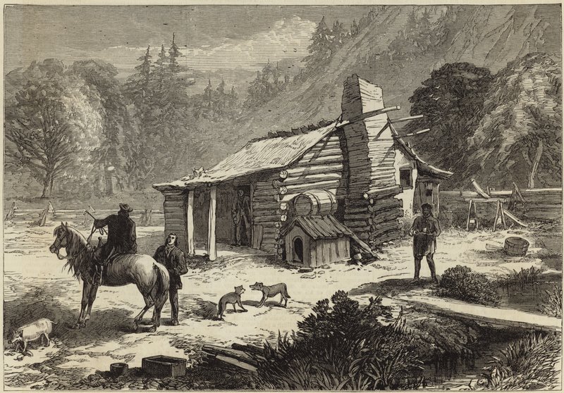 A Log Hut in California by English School
