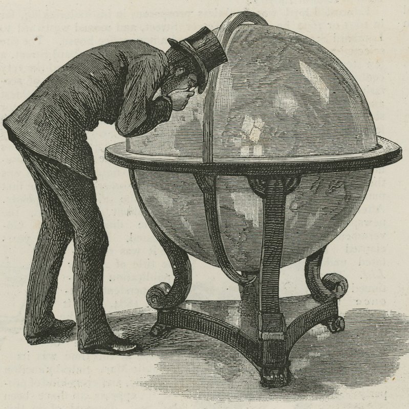 A Man from Lloyds Studying a Globe by English School