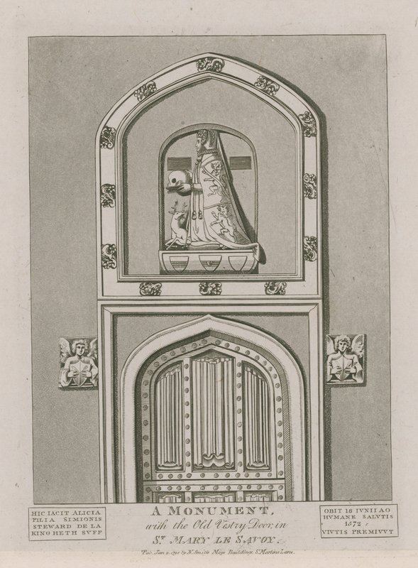 A Monument with the Old Vestry Door in St Mary le Savoy by English School