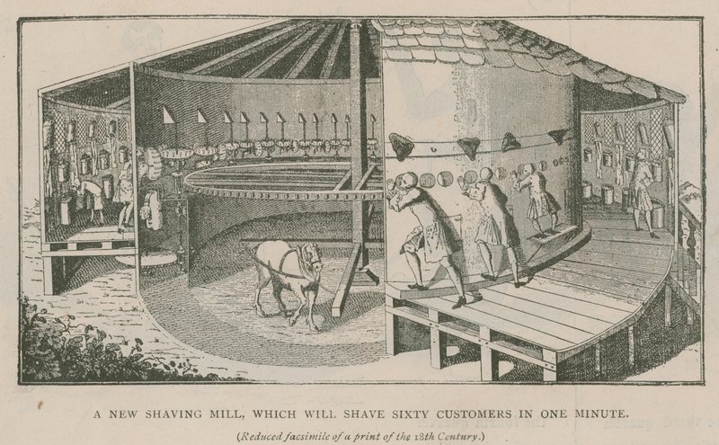 A new shaving mill, which will shave sixty customers in one minute by English School