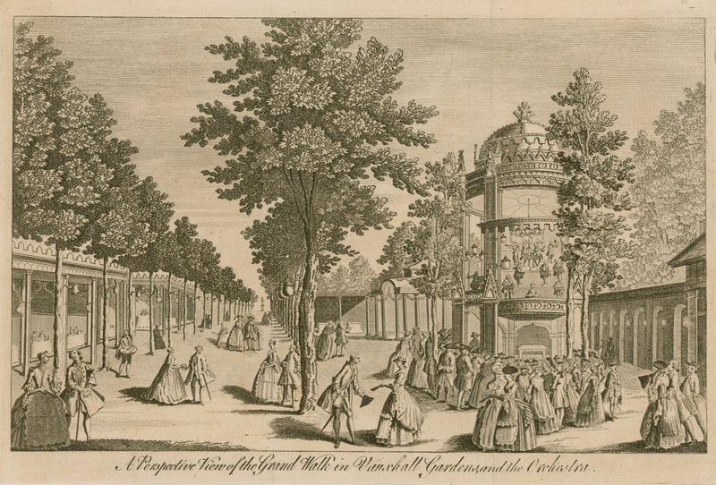 A Perspective View of the Grand Walk in Vauxhall Gardens, London, and The Orchestra by English School