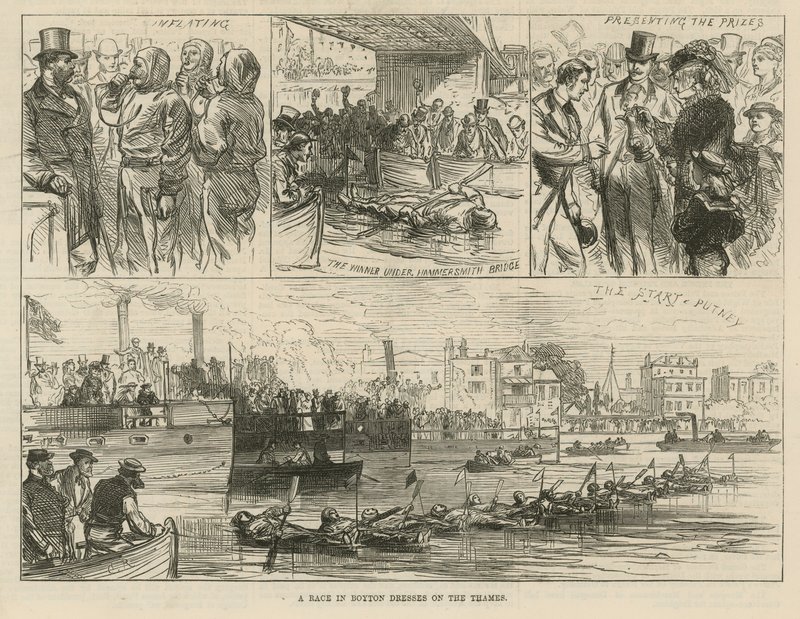 A Race in Boyton Dresses on the Thames by English School