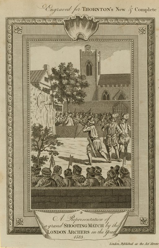 A Representation of a Grand Shooting Match by the London Archers in 1583 by English School